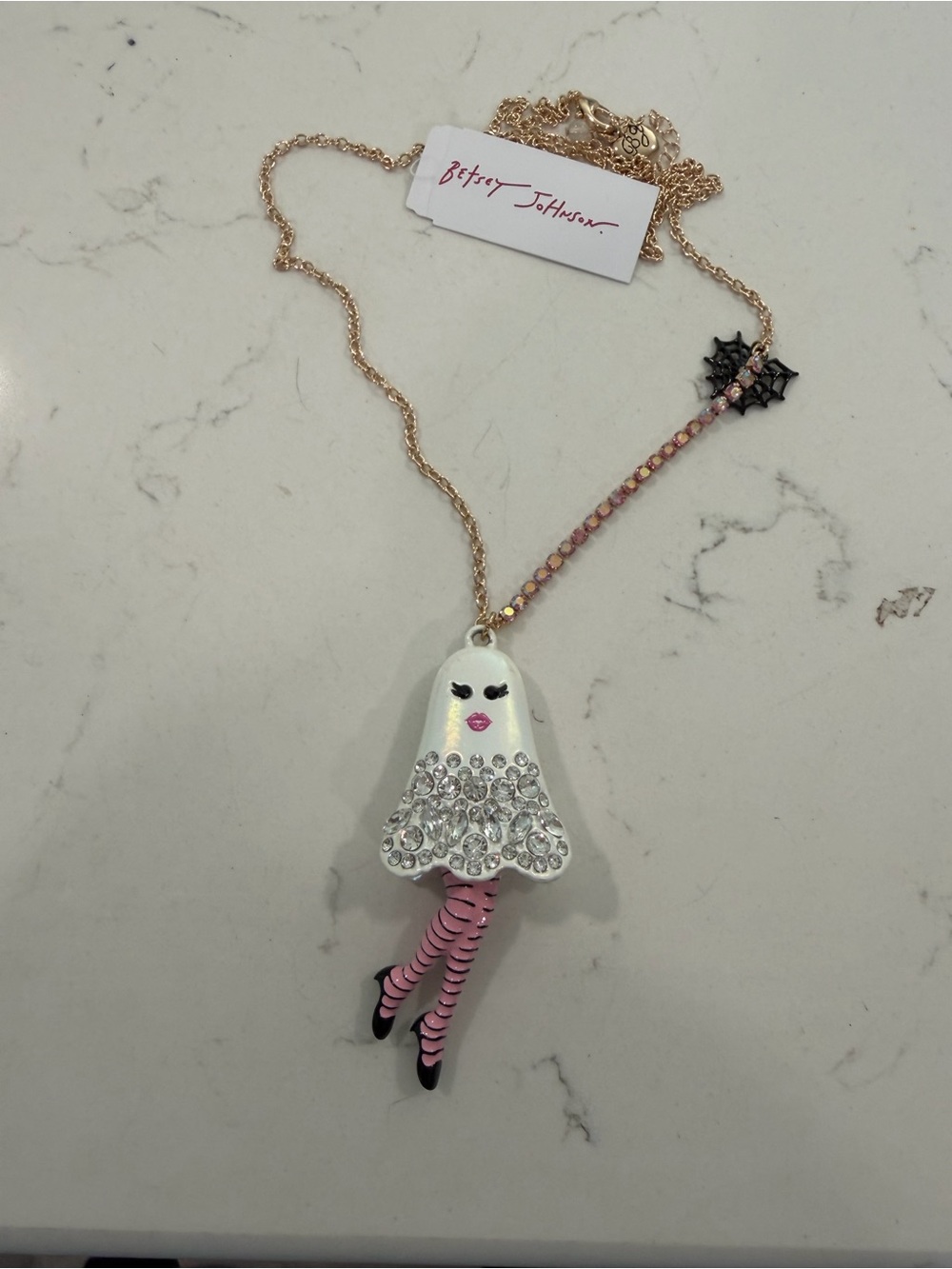 Betsey Johnson GHOST NECKLACE BRACELET EARRINGS - Picture 2 of 4